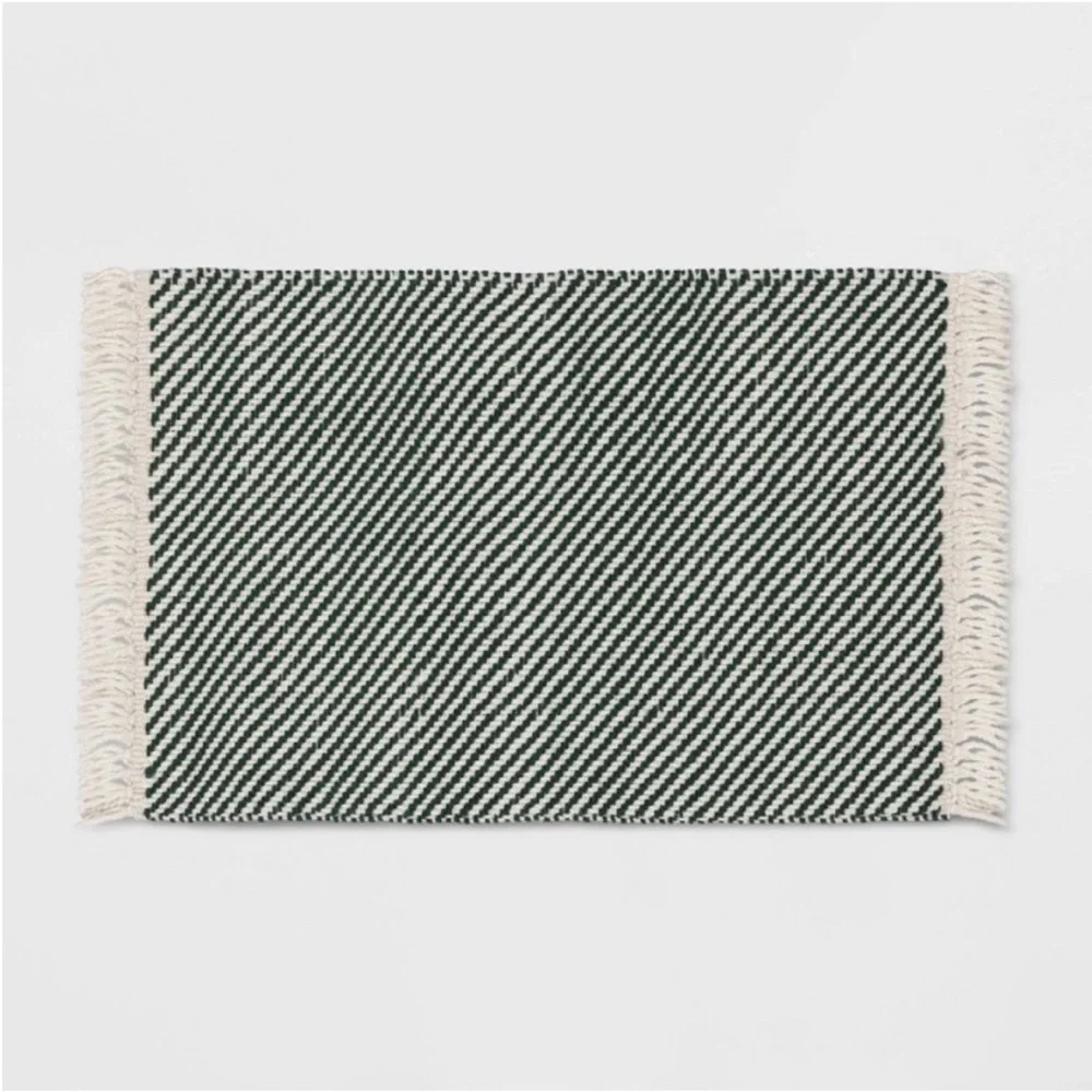 NWT Threshold Dark Green and Cream Striped Rug